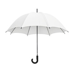 Isolated Umbrella Design with Black Handle and White Canopy.