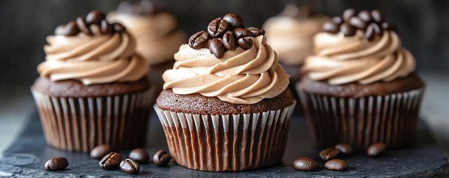 Mocha mousse cupcakes with a coffeeflavored muffin base, topped with chocolatecovered espresso beans, mocha mousse cupcakes muffins, rich dessert pairing