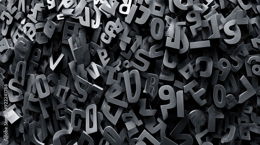 Fototapete a background filled with overlapping, transparent numbers of varying sizes, layered to create depth 