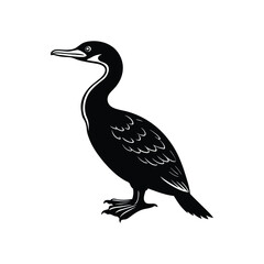 Black cormorant silhouette vector isolated on white background