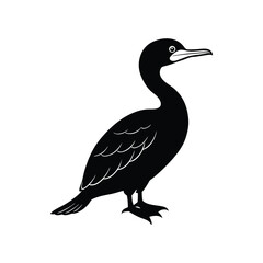 Black cormorant silhouette vector isolated on white background