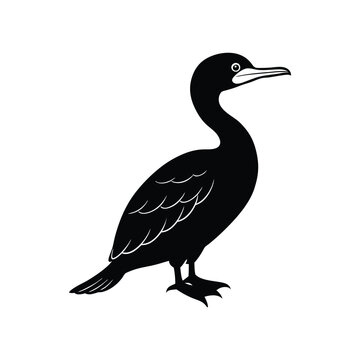 recommend clip art: Black cormorant silhouette vector isolated on white background