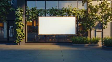 Fototapeta premium Blank Billboard Mockup on Modern Building Facade.