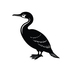 Black cormorant silhouette vector isolated on white background