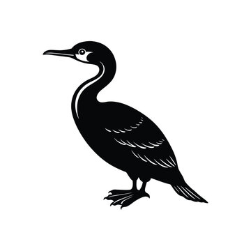 recommend clip art: Black cormorant silhouette vector isolated on white background