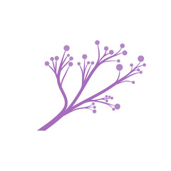 Doodle tree branch with circle flower or leaves illustration that can be use for social media, sticker, wallpaper, decoration, etc. with aesthetic purple color