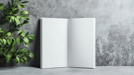 Blank Book Mockup on Concrete Background.