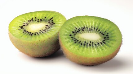 Fototapeta premium Vibrant Illustrated Kiwis in a Professional Studio Setting on White Background for Food Magazine Editorial