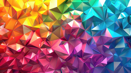Fototapeta premium a 3d abstract print with polygonal shapes in rainbow colours