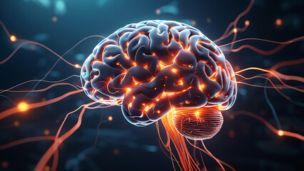 Animated brain with glowing neural connections
