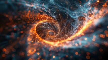 Fototapeta premium An abstract representation of quantum tunneling with particles moving through barriers, symbolizing the unique phenomena in quantum computing.