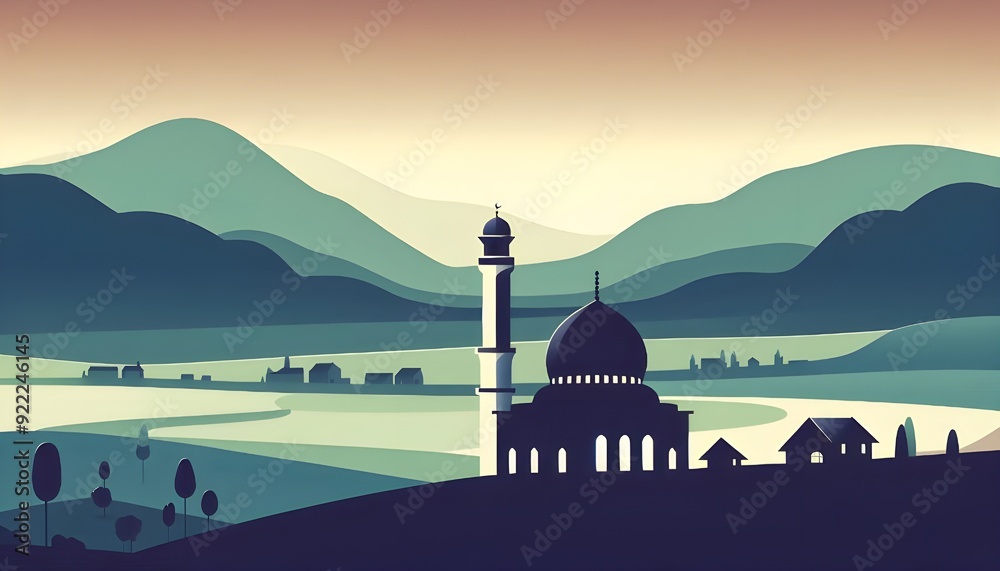 Sticker masjid illustration