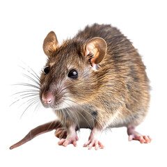 Isolated Brown Rat with Detail on Whiskers and Fur Texture.