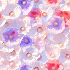 アニメ風のマルチカラーのポピーのテクスチャパターン