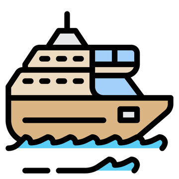 tan yacht sailing on blue water clip art preview