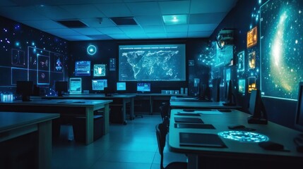 Futuristic Technology Control Room