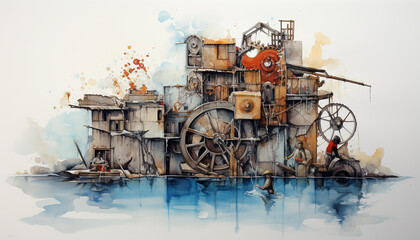 Fototapeta premium cloth swing machine water color image