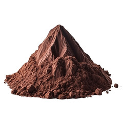Cocoa Powder Pile Shaped Like a Mountain Isolated Without Background.