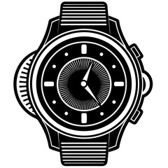 Wrist Watch Vector Silhouette Black Vector