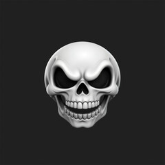 Sinister 3D Skull Emoji on Black Background