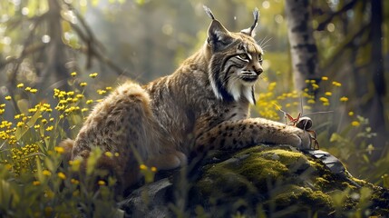 Fototapeta premium Lynx in the Forest.