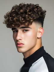 Obraz premium broccoli man haircut studio photography