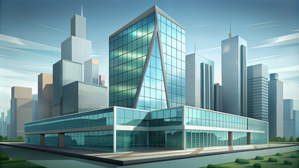 Ultra-Modern Glass and Concrete Office Building in Urban Landscape