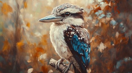 Naklejka premium Kookaburra Portrait in Warm Light