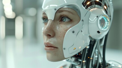 Fototapeta premium person with mask robot