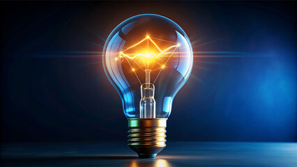 Illuminated Light Bulb on Dark Background