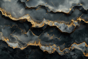 Fototapeta premium Abstract Black and Gold Marble Texture with Striking Veins
