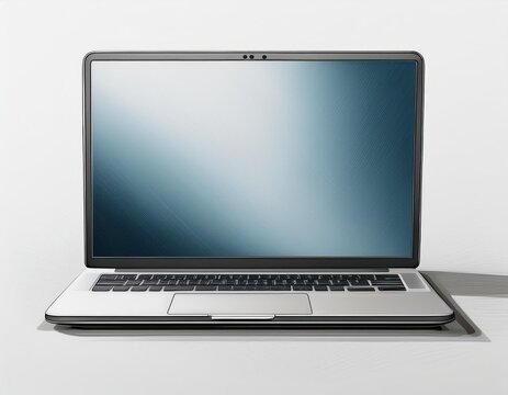 Laptop mockup on white background. Business and online technology object concept. Empty screen for insert your advertisement. 3D illustration rendering