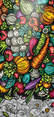 Cartoon vector doodle Vegetables banner background