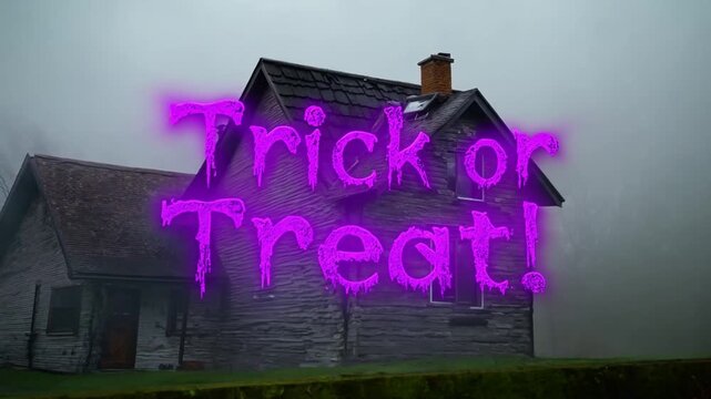 Spooky Haunted House With Trick or Treat Message During Halloween Generative AI