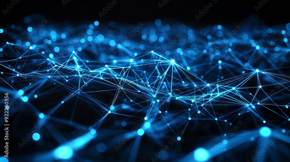 Poster 3d rendering of an abstract digital network connection against a blue background