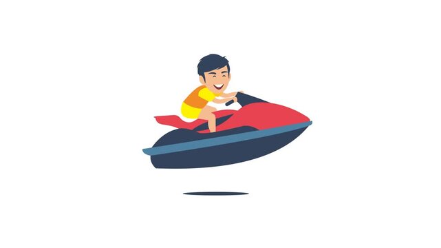 animated icon cheerful atmosphere riding jet ski video looping