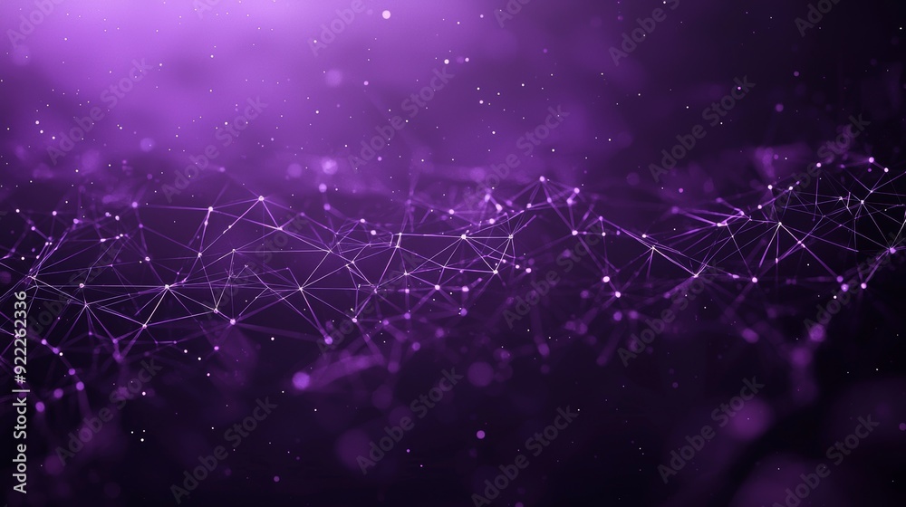 Aufkleber Purple digital background with big data visualization. Science background with big data complexes with compounds. Lines plexus.