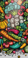 Cartoon vector doodle Vegetables banner background