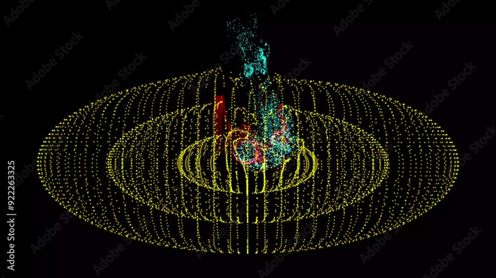 Aufkleber abstract three-dimensional sphere of dots on dark background. 3d abstract noisy pulsating sphere. 3d
