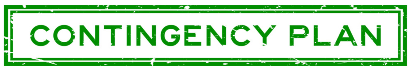 Grunge green contingency plan word square rubber seal stamp on white background