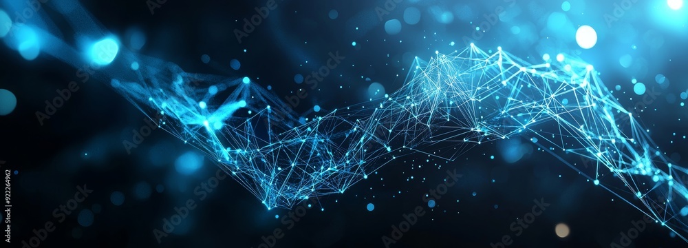 Poster an illustration illustrating cloud computing, encrypted digital data networks, and secure informatio