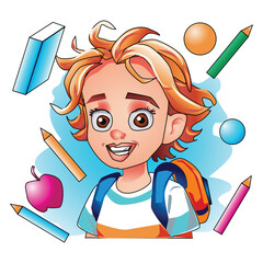 Fototapeta premium Back to School Cartoon Illustration