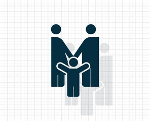 Vector dark color icon with shadow on light checkered background