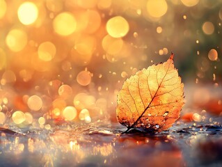 autumn leaves reflecting in water