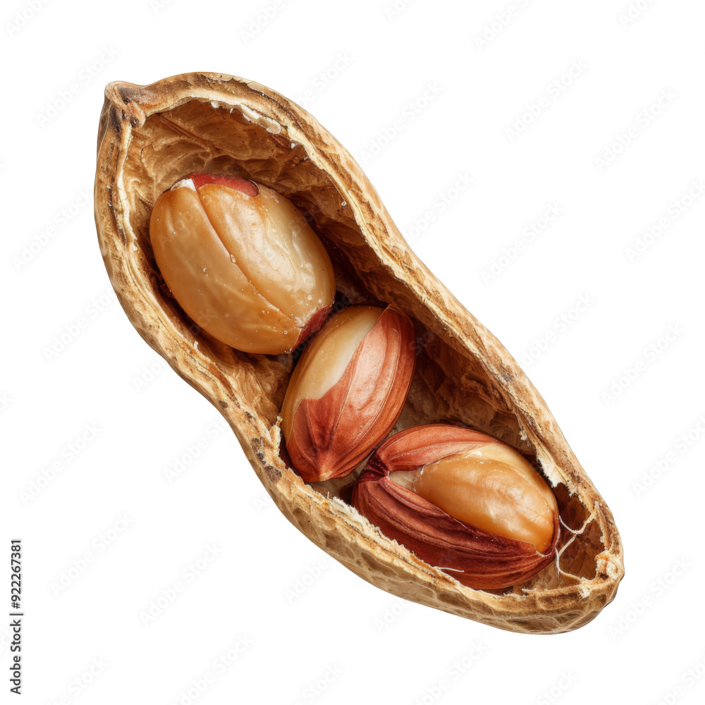 Wall mural three peanuts inside an opened peanut shell