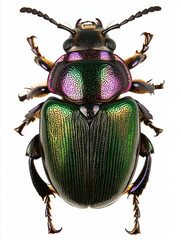 green beetle white background