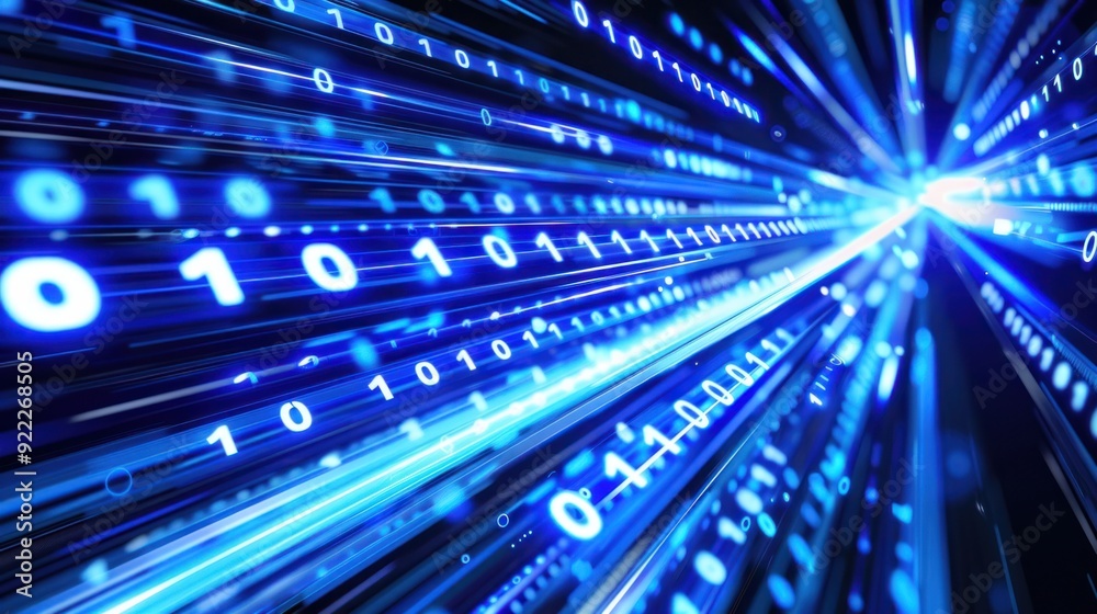 Poster abstract digital tunnel with binary code