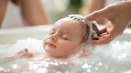 First Blessing: Newborn Baby Christian Baptized with Water