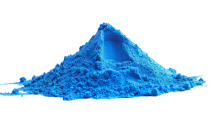 Isolated Blue Powder Pile Shaped Like a Mountain Without Background