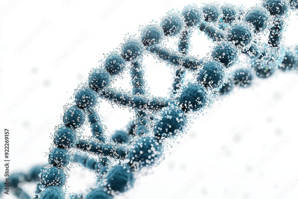 Wall mural white background with dna genome structure isolated on it - stock photo